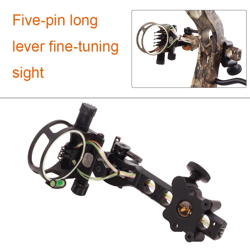 Compound Bow Sight 5 Pin Fiber Optic - TOPOINT Archery 5 Pin Adjustable Bow