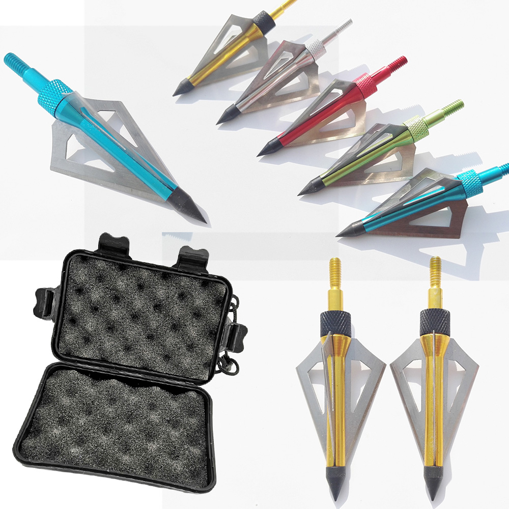 Broadheads 100 Grain 3 Blade Hunting - 12 Pcs Archery Arrowhead 100Grain Broadhead