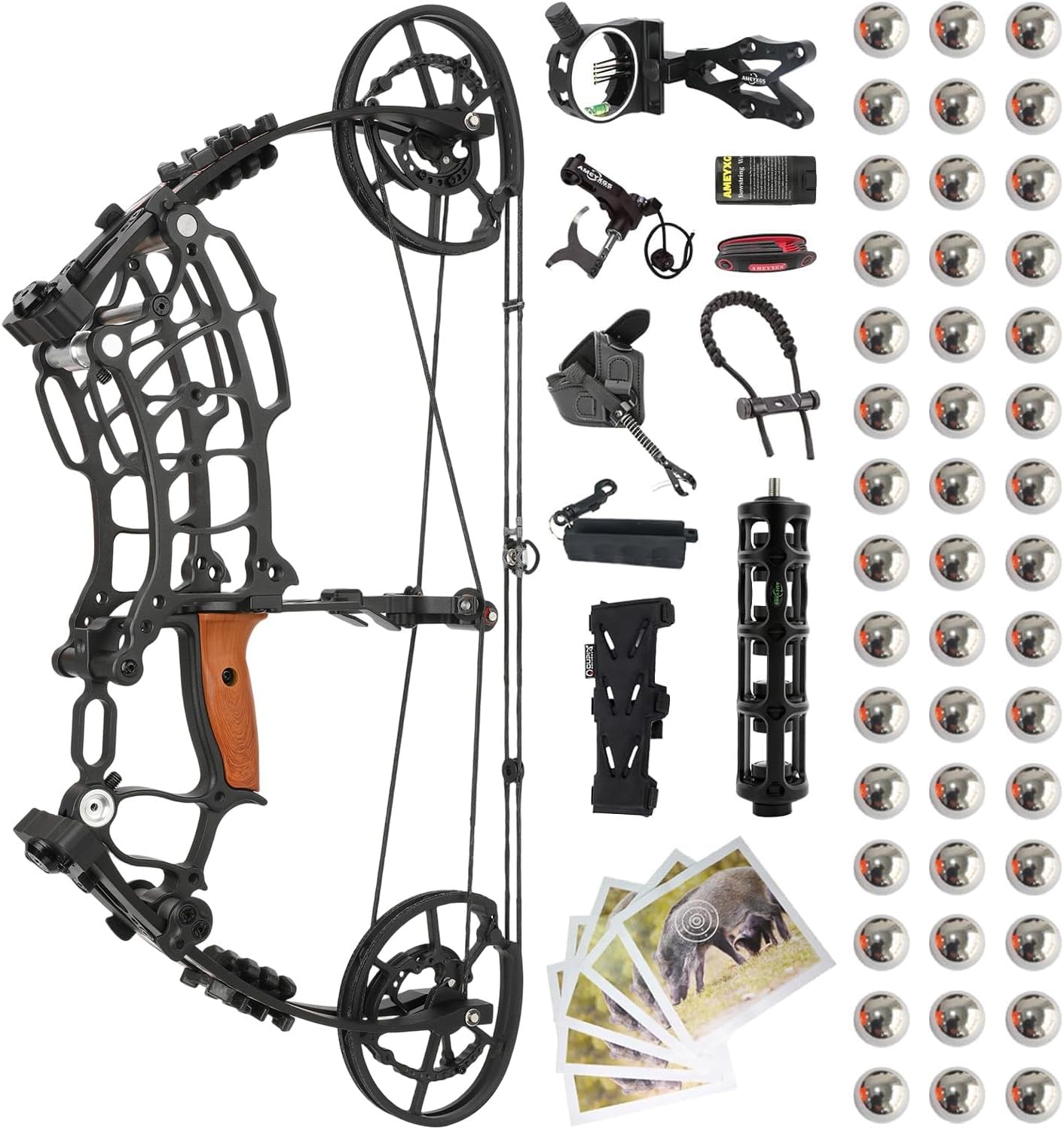 Compound Bow Hunting 30-70 Lbs - Dual-Purpose Compound Bow Set, 30-70 lbs