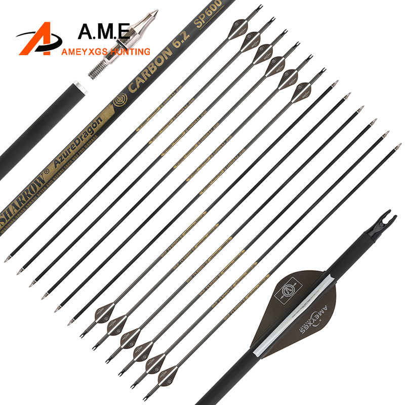 Carbon Arrows 30 Inch Spine 400 500 - 30 Inches Pure Carbon Arrow 6/12pcs