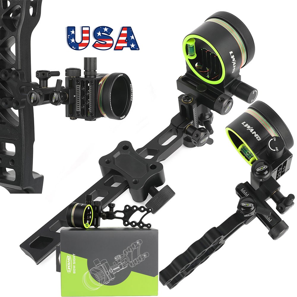 Compound Bow Sight 5 Pin Fiber Optic - Archery Adjustable 0.019'' Fiber Optic 5Pin
