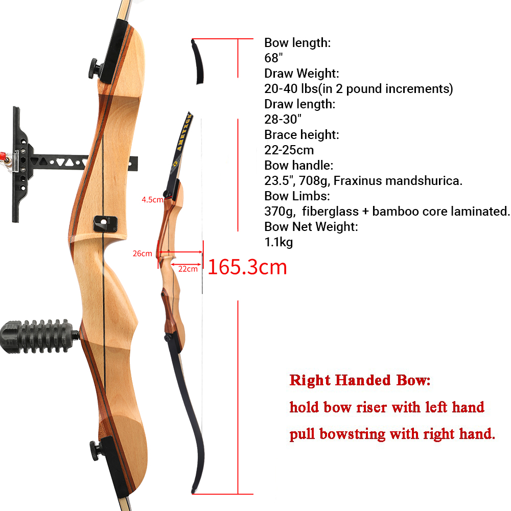 68 Inch Recurve Bow 20-40lbs A - огляд і ціна Recurve Bow Takedown 40 Lbs Target