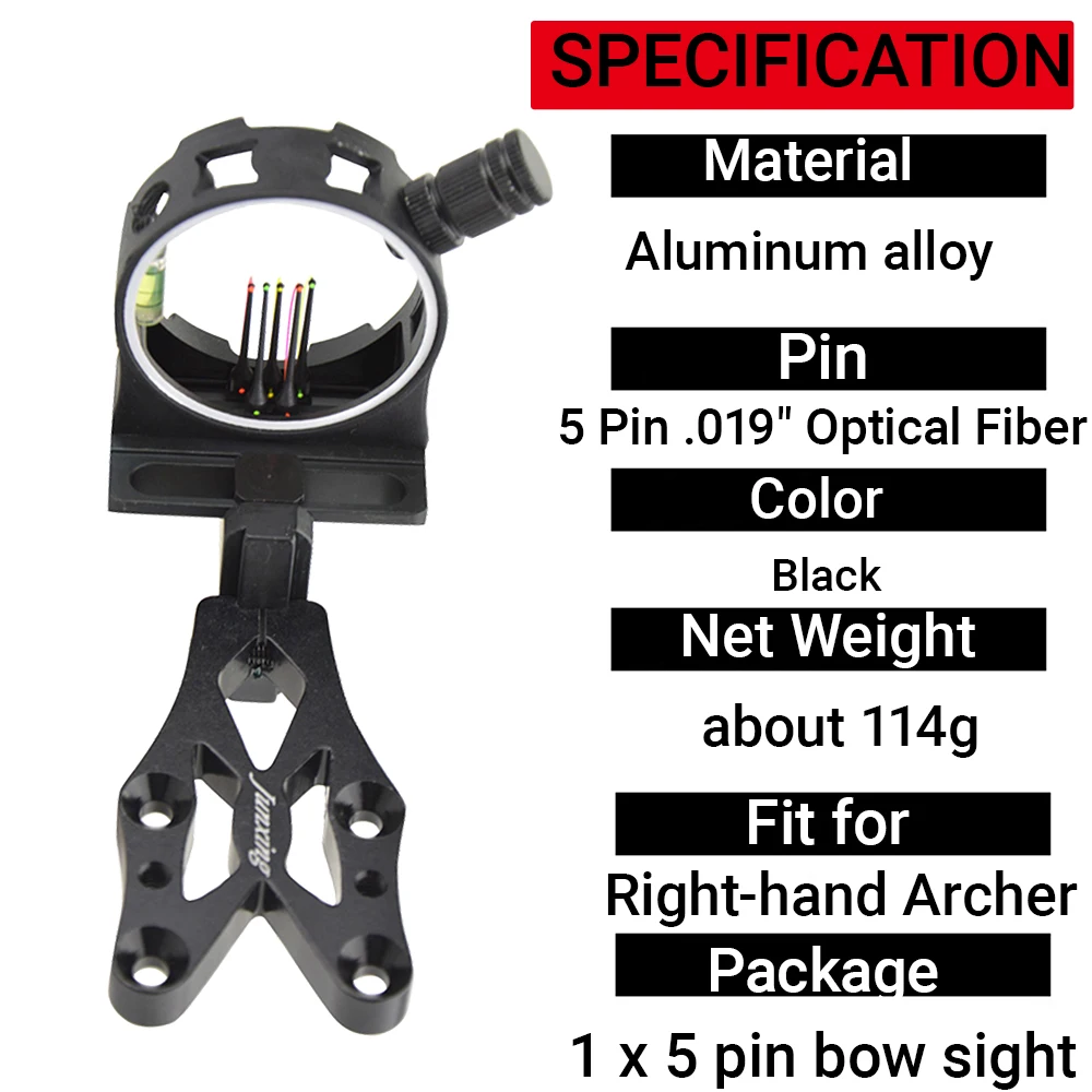 5 Pin Compound Bow Sight CNC A - огляд і ціна Compound Bow Sight 5 Pin Fiber Optic