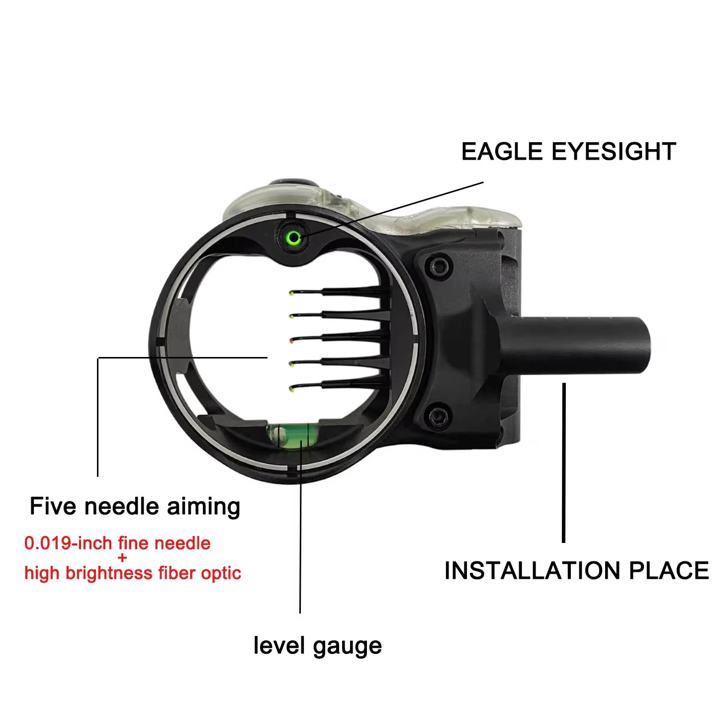 1PC IQ Single Pin 5-Pin Fiber  - огляд і ціна Compound Bow Sight 5 Pin Fiber Optic