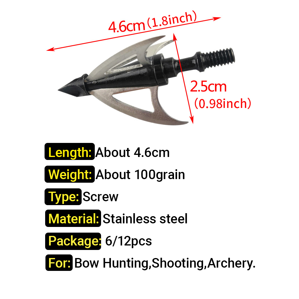 6/12pcs 100 Grains ArrowHead A - огляд і ціна Broadheads 100 Grain 3 Blade Hunting