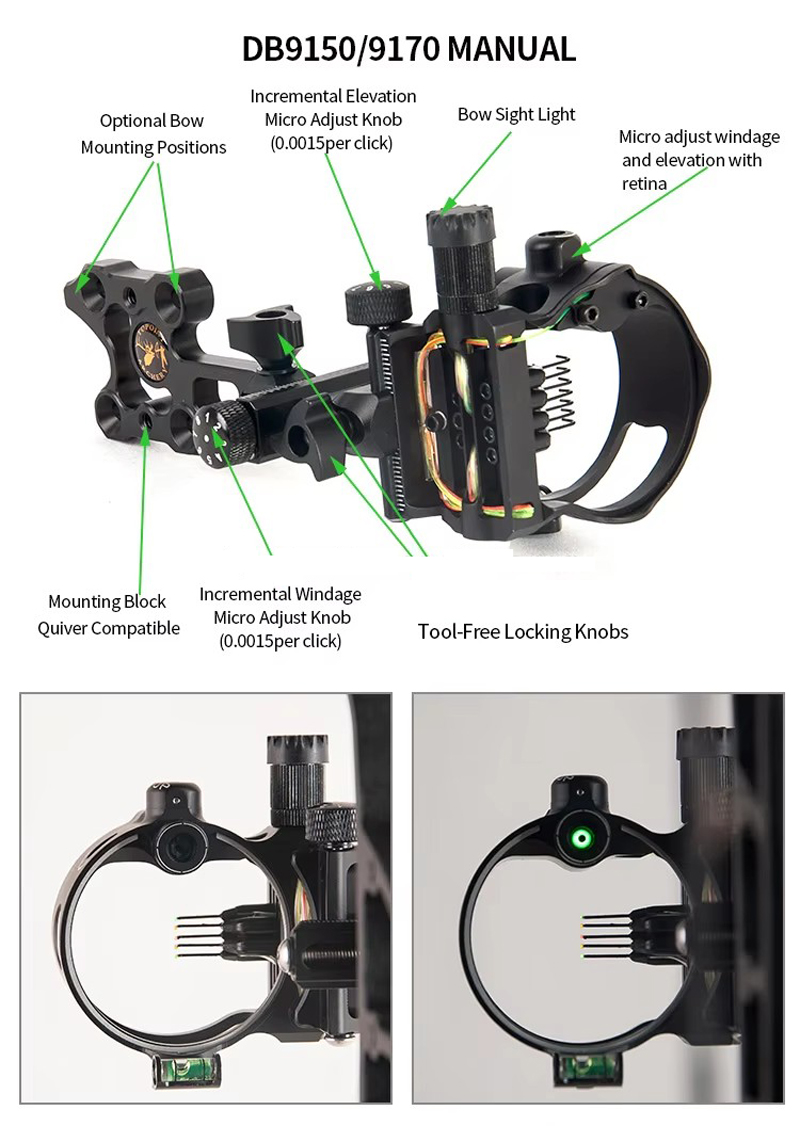 Archery 5 Pin Bow Sights 0.019 - огляд і ціна Compound Bow Sight 5 Pin Fiber Optic