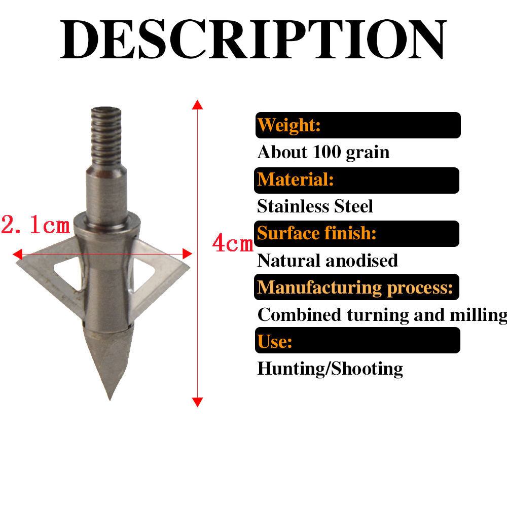 12pcs 100 Grain Arrowheads Sta - огляд і ціна Broadheads 100 Grain 3 Blade Hunting