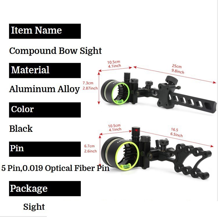Archery 0.019'' Fiber Optic Ad - огляд і ціна Compound Bow Sight 5 Pin Fiber Optic