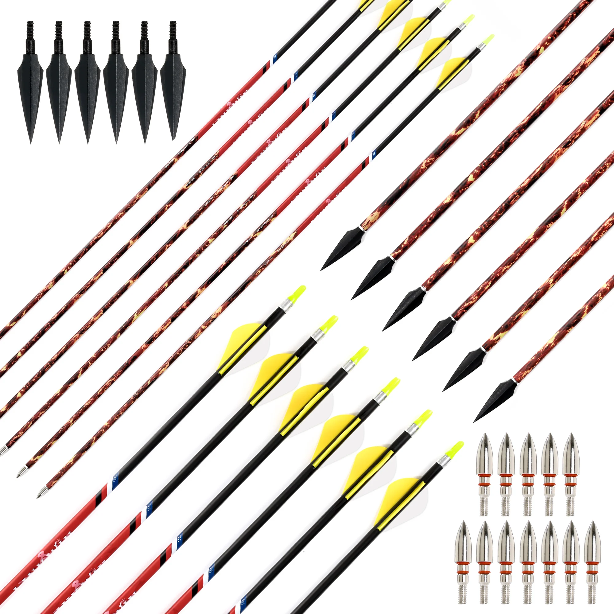 12pcs Spine 340 400 500 ID6.2M - огляд і ціна Carbon Arrows 30 Inch Spine 400 500