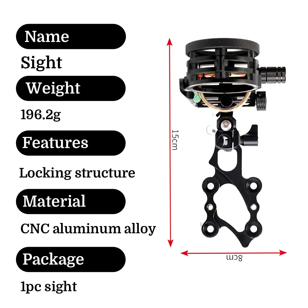 5 Pin Compound Bow Sight 0.019 - огляд і ціна Compound Bow Sight 5 Pin Fiber Optic