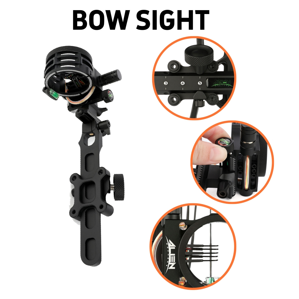 5 Pin Compound Bow Sight 0.019 - огляд і ціна Compound Bow Sight 5 Pin Fiber Optic