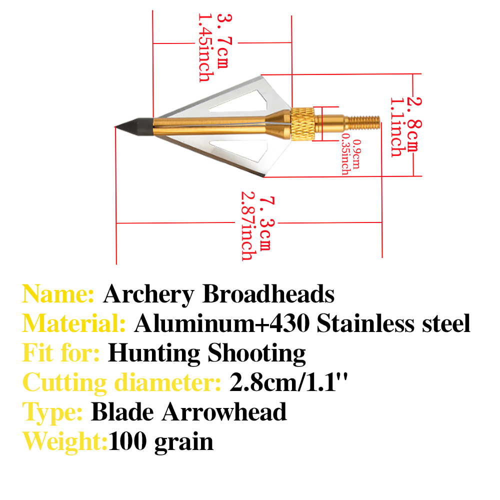 12 Pcs Archery Arrowhead 100Gr - огляд і ціна Broadheads 100 Grain 3 Blade Hunting