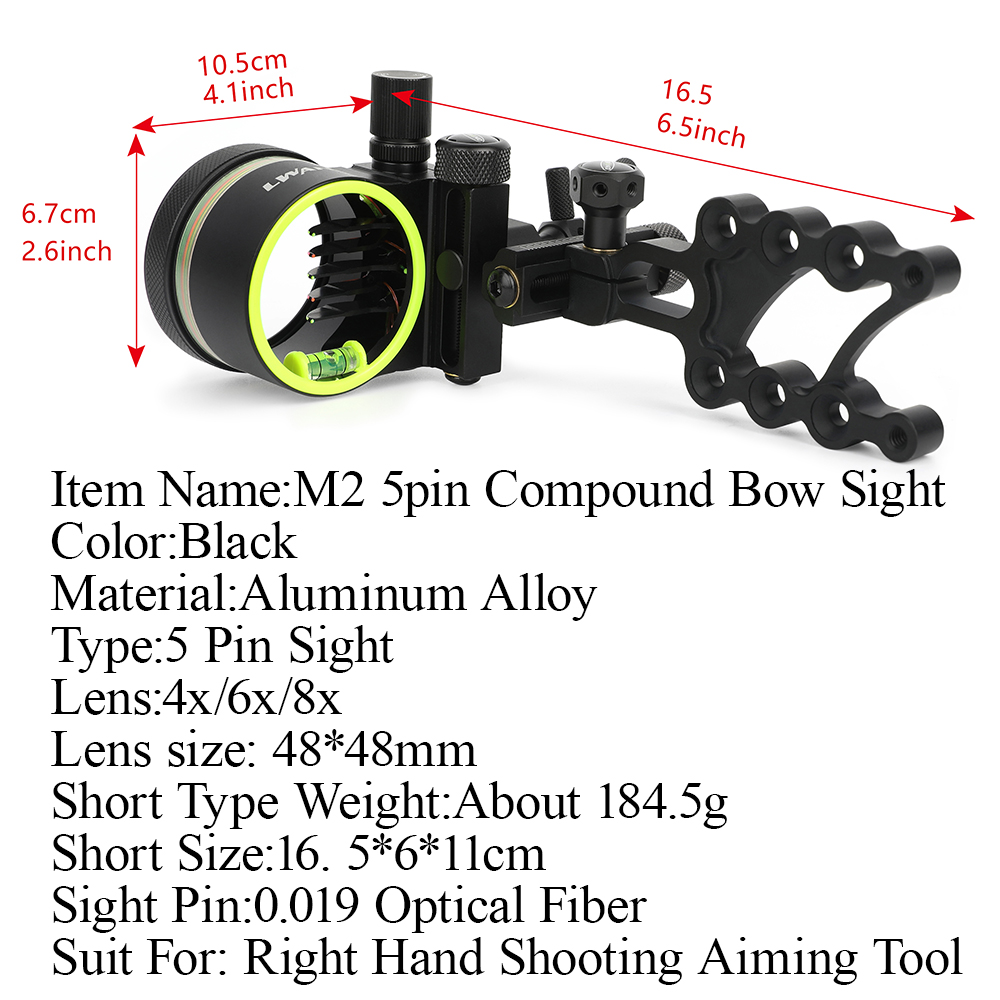 Archery 5 Pin Short/Long Arche - огляд і ціна Compound Bow Sight 5 Pin Fiber Optic
