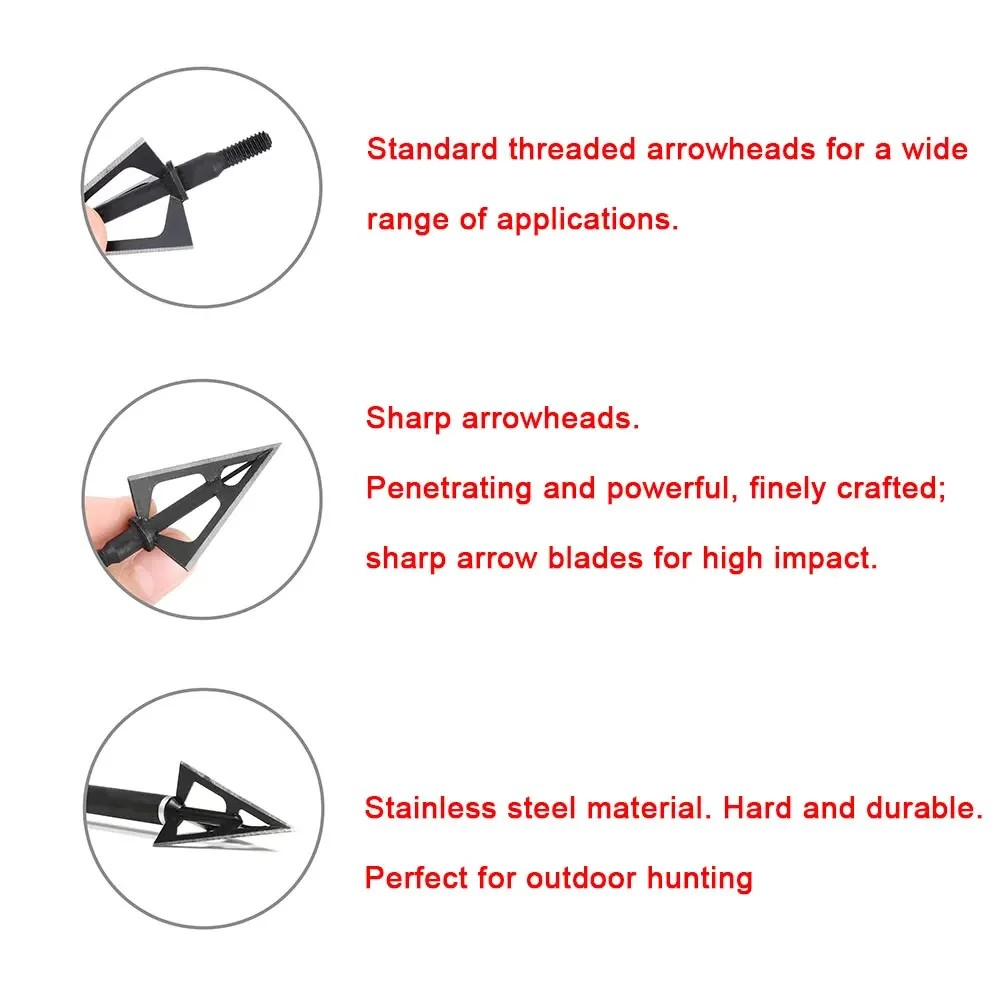 Hunting Broadhead Tips 12pcs 1 - огляд і ціна Broadheads 100 Grain 3 Blade Hunting