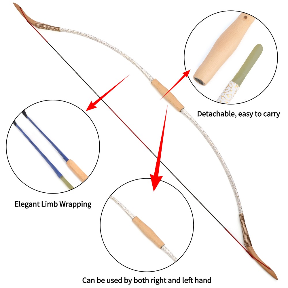 Archery 53” Longbow Traditiona - огляд і ціна Recurve Bow Takedown 40 Lbs Target