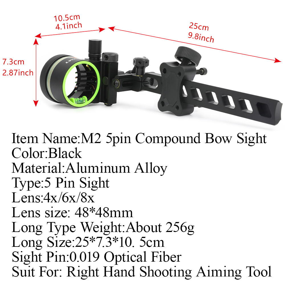 ‌4X 6X 8X Lens Compound Bow Si - огляд і ціна Compound Bow Sight 5 Pin Fiber Optic