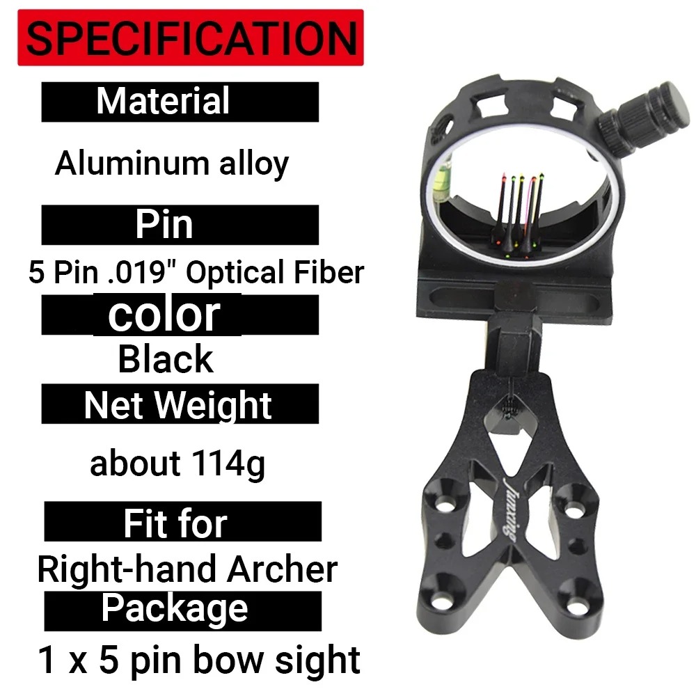 Compound Bow 5 Pin Sight CNC A - огляд і ціна Compound Bow Sight 5 Pin Fiber Optic