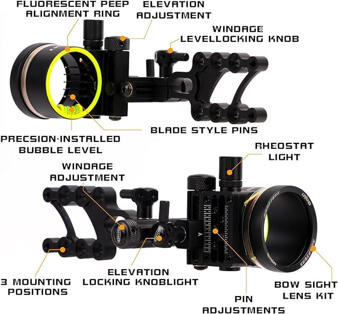 Archery Adjustable 0.019'' Fib - огляд і ціна Compound Bow Sight 5 Pin Fiber Optic